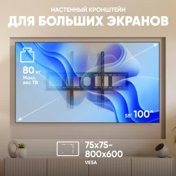 Кронштейн для телевизора Onkron UF4 черный 55&amp;quot;-100&amp;quot; макс.75кг настенный фиксированный