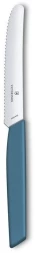 Нож кухонный Victorinox Swiss Modern (6.9006.11W2) стальной столовый для томатов лезв.110мм серрейт. заточка синий