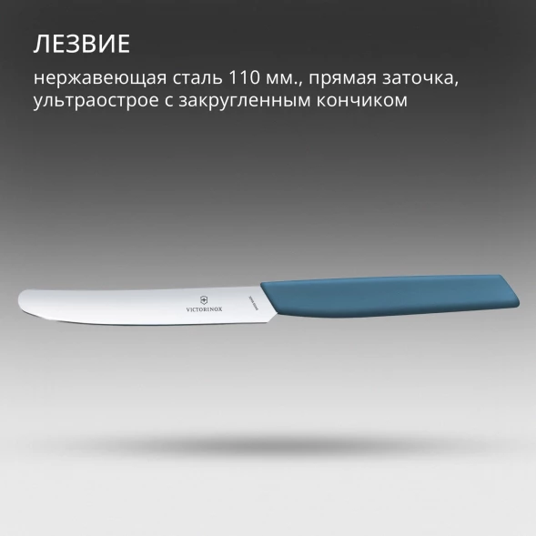 Нож кухонный Victorinox Swiss Modern (6.9006.112) стальной столовый лезв.110мм прямая заточка синий