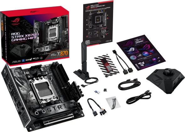 Материнская плата Asus ROG STRIX X870-I GAMING WIFI SocketAM5 AMD X870 2xDDR5 mini-ITX AC`97 8ch(7.1) 2.5Gg RAID+HDMI