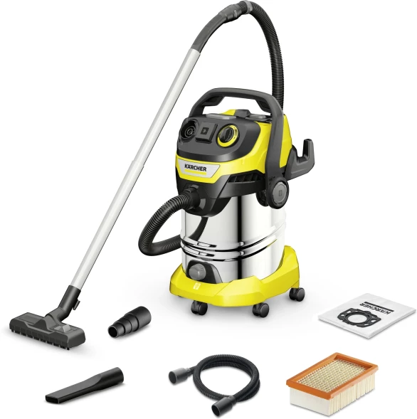 Строительный пылесос Karcher WD 6 P S V-30/6/22/T 1300Вт (уборка: сухая/влажная/выдув/сбор воды) желтый
