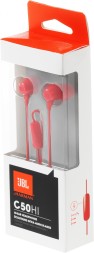 Гарнитура вкладыши JBL C50HI 1.2м красный проводные в ушной раковине (JBLC50HIRED)