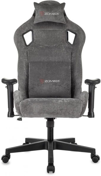 Кресло игровое Zombie Ghost Fabric серый Light-19 с подголов. крестов. пластик