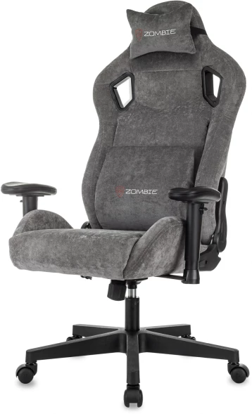 Кресло игровое Zombie Ghost Fabric серый Light-19 с подголов. крестов. пластик