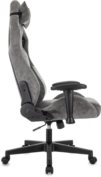 Кресло игровое Zombie Ghost Fabric серый Light-19 с подголов. крестов. пластик