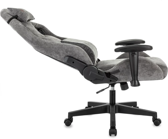 Кресло игровое Zombie Ghost Fabric серый Light-19 с подголов. крестов. пластик