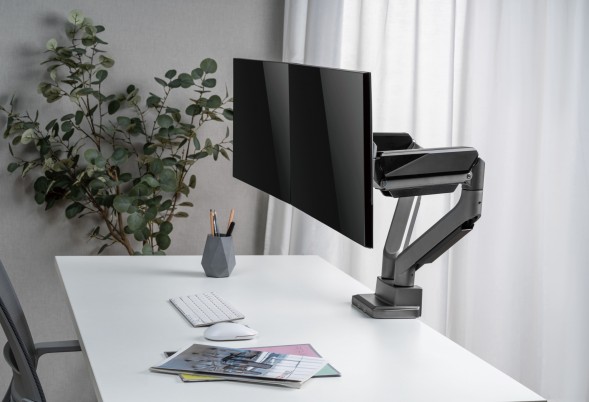 Кронштейн для мониторов Ultramounts UM718 серый 17&amp;quot;-35&amp;quot; макс.15кг крепление к столешнице поворот и наклон