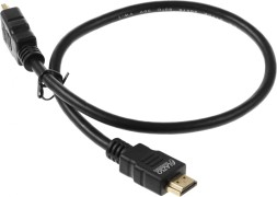 Кабель аудио-видео LAZSO WH-111 HDMI (m)/HDMI (m) 0.5м. позолоч.конт. черный (WH-111(0,5M))