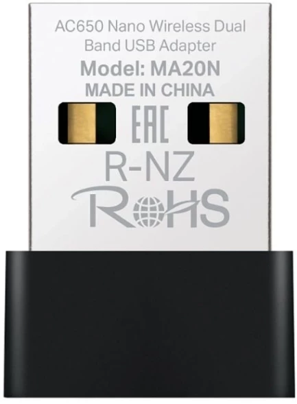 Сетевой адаптер Wi-Fi Mercusys MA20N AC650 USB 2.0 (ант.внутр.) 1ант.