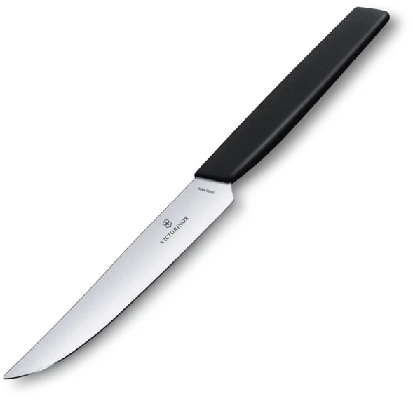 Нож кухонный Victorinox Swiss Modern (6.9003.12) стальной столовый для стейка лезв.120мм прямая заточка черный