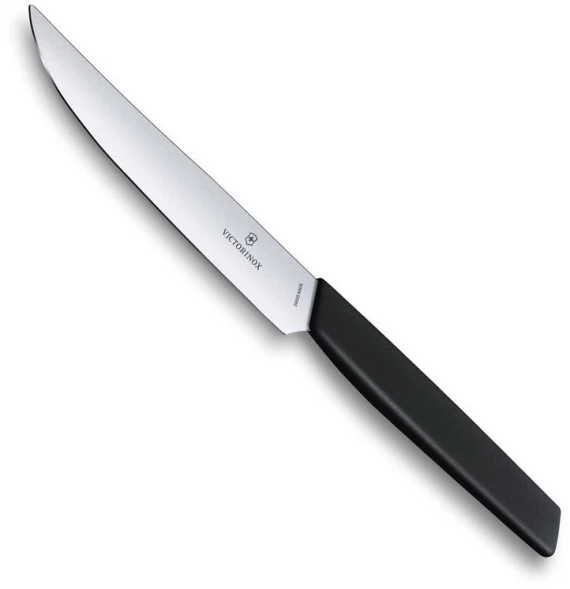 Нож кухонный Victorinox Swiss Modern (6.9003.12) стальной столовый для стейка лезв.120мм прямая заточка черный