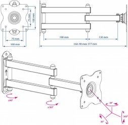 Кронштейн для телевизора Kromax DIX-15 черный 15&amp;quot;-28&amp;quot; макс.30кг настенный поворот и наклон