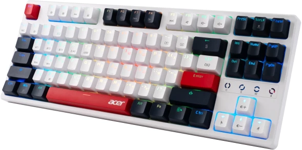 Клавиатура Acer OKR302 механическая белый USB беспроводная BT/Radio Multimedia for gamer для ноутбука LED (ZL.KBDEE.016)