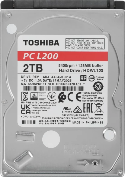 Жесткий диск Toshiba SATA-III 2TB HDWL120UZSVA Notebook L200 (5400rpm) 128Mb 2.5&amp;quot;