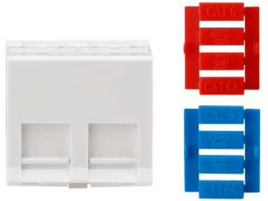 Вставка Hyperline SIP3A-2K-M45-45 со шторкой 45x45 2xKeystone ABS пластик белый (упак.:1шт)