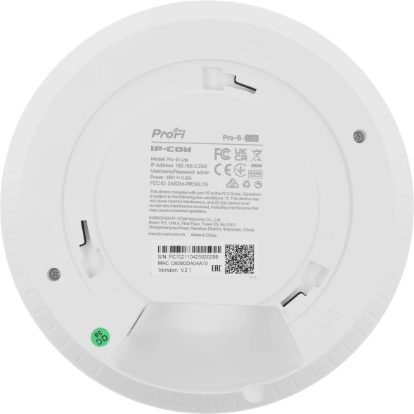 Точка доступа IP-Com Pro-6-Lite AX3000 10/100/1000BASE-TX/Wi-Fi белый