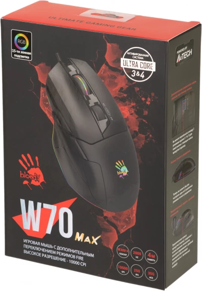 Мышь A4Tech Bloody W70 Max черный оптическая (10000dpi) USB (10but)