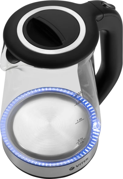 Чайник электрический Vitek VT-1181 1.7л. 2200Вт черный корпус: стекло