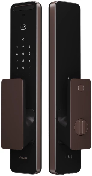 Умный замок Aqara ML-D01D врезной разбл.отпеч.паль./код/пар/NFC/прил/мех.кл 5000mAh бронзовый/черный