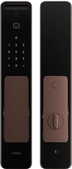 Умный замок Aqara ML-D01D врезной разбл.отпеч.паль./код/пар/NFC/прил/мех.кл 5000mAh бронзовый/черный