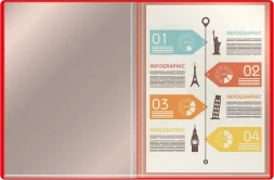 Папка с 30 прозр.вклад. Silwerhof Eco A4 пластик 0.5мм красный