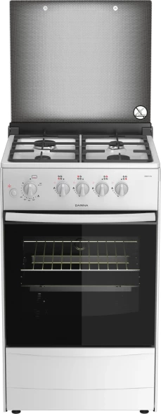 Плита газовая Darina 1B1 GM 441 018 W 4 конфорки стеклянная крышка чугунные решётки