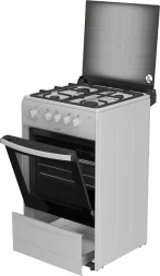 Плита газовая Darina 1B1 GM 441 018 W 4 конфорки стеклянная крышка чугунные решётки