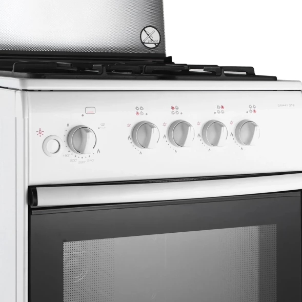 Плита газовая Darina 1B1 GM 441 018 W 4 конфорки стеклянная крышка чугунные решётки