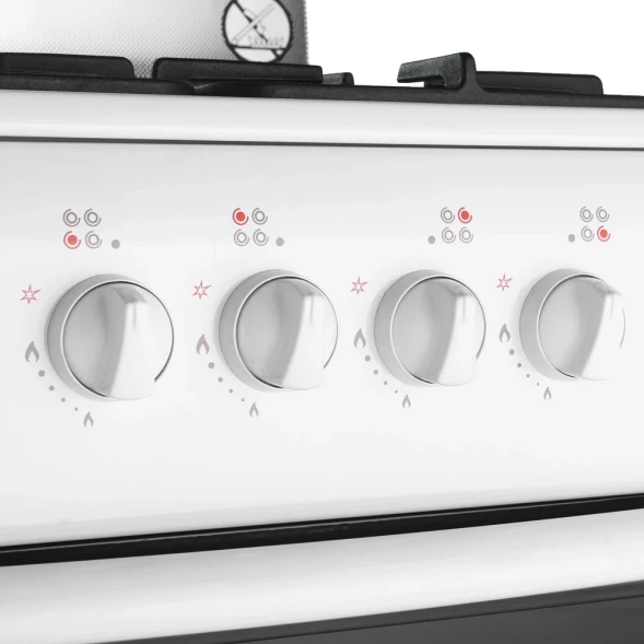 Плита газовая Darina 1B1 GM 441 018 W 4 конфорки стеклянная крышка чугунные решётки