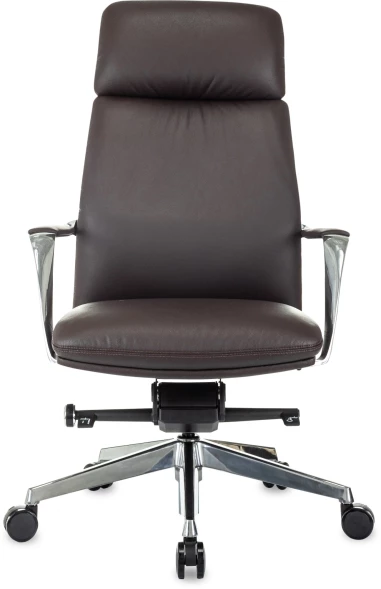 Кресло руководителя Бюрократ _Vega коричневый кожа с подголов. крестов. алюминий