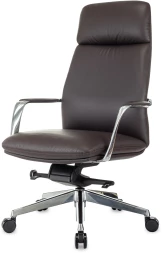 Кресло руководителя Бюрократ _Vega коричневый кожа с подголов. крестов. алюминий