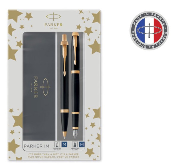 Набор ручек Parker IM Core FK221 (CW2093216) Black GT M сталь нержавеющая подар.кор. ручка перьевая, ручка шариковая