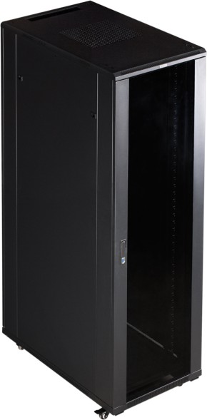 Шкаф коммутационный Lanmaster Business (TWT-CBB-32U-6X8-P1) напольный 32U 600x800мм пер.дв.перфор. задн.дв.перфор.2-хст. 2 бок.пан. 800кг черный IP20