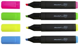 Набор текстовыделителей Silwerhof Prime+ скошенный пиш. наконечник 1-4мм 4цв. ассорти/голубой пакет с европодвесом (4шт.)