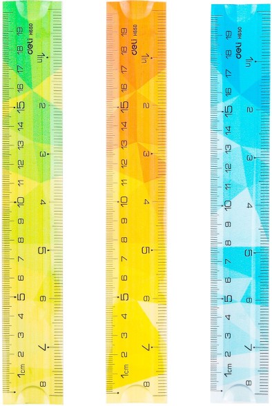 Линейка Deli EH650 пластик дл.20см ассорти гибкая/двухсторонняя шкала