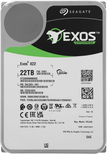 Жесткий диск Seagate SAS 3.0 22TB ST22000NM000E Server Exos X22 4KN (7200rpm) 512Mb 3.5&amp;quot;