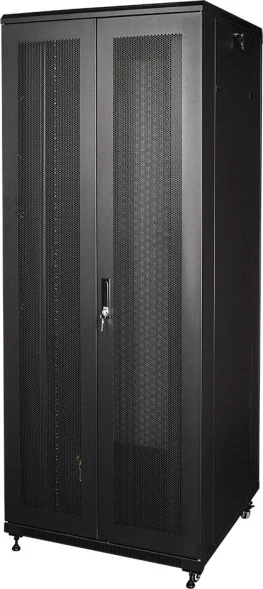 Шкаф серверный Lanmaster (TWT-CBB-42U-8X10-P1) напольный 42U 800x1000мм пер.дв.перфор. задн.дв.перфор.2-хст. 2 бок.пан. 800кг черный