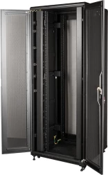 Шкаф серверный Lanmaster (TWT-CBB-42U-8X10-P1) напольный 42U 800x1000мм пер.дв.перфор. задн.дв.перфор.2-хст. 2 бок.пан. 800кг черный