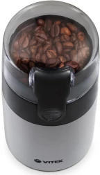 Кофемолка Vitek VT-1540 SR 120Вт сист.помол.:ротац.нож вместим.:40гр серебристый