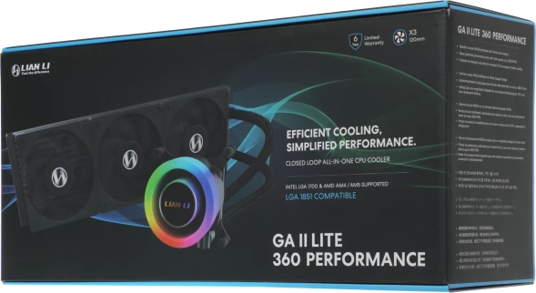 Система водяного охлаждения Lian-Li Galahad II Lite 360P ARGB Soc-AM5/AM4/1700/1851 черный29.8dB Al+Cu Ret (G89.GA2L36PB.R0)