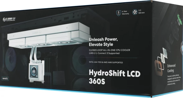 Система водяного охлаждения Lian-Li HydroShift LCD 360S Soc-AM5/AM4/1700/1851 белый 4-pin 29.8dB Al+Cu LCD 330W Ret (G89.GHSLCD36SW.R0)