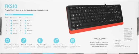 Клавиатура A4Tech Fstyler FKS10 черный/оранжевый USB