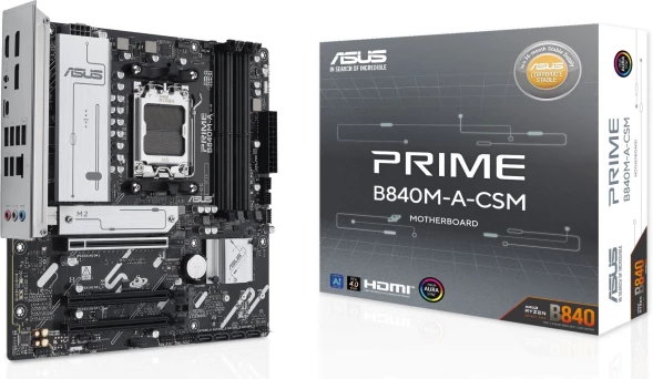 Материнская плата Asus PRIME B840M-A-CSM SocketAM5 AMD B840 4xDDR5 mATX AC`97 8ch(7.1) 2.5Gg RAID+VGA+HDMI+DP