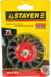 Щетка дисковая по дер./мет. Stayer 35115-075_z01 d=75мм d(посад.)=6мм (дрели)