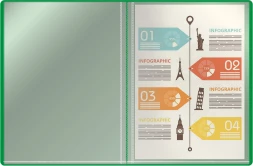 Папка с 40 прозр.вклад. Silwerhof Eco A4 пластик 0.5мм зеленый