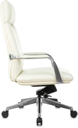 Кресло руководителя Бюрократ _Vega белый кожа с подголов. крестов. алюминий