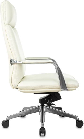Кресло руководителя Бюрократ _Vega белый кожа с подголов. крестов. алюминий