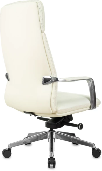 Кресло руководителя Бюрократ _Vega белый кожа с подголов. крестов. алюминий