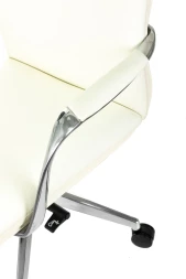 Кресло руководителя Бюрократ _Vega белый кожа с подголов. крестов. алюминий