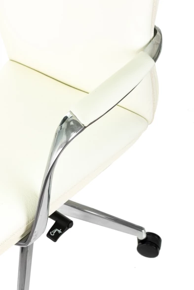 Кресло руководителя Бюрократ _Vega белый кожа с подголов. крестов. алюминий